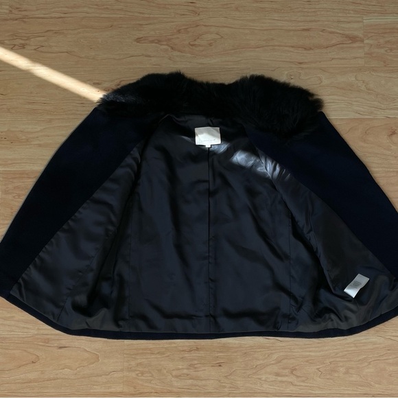 |Rebecca Taylor| Fur Trim Motorcycle Vest Wool/Lamb Shearling Blend Woman’s Sz 6 - Picture 6 of 9